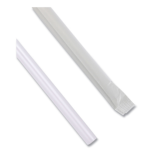 Boardwalk Wrapped Jumbo Straws, 7.75", Polypropylene, Clear, 12,000/Carton (BWKJSTW775CLR)