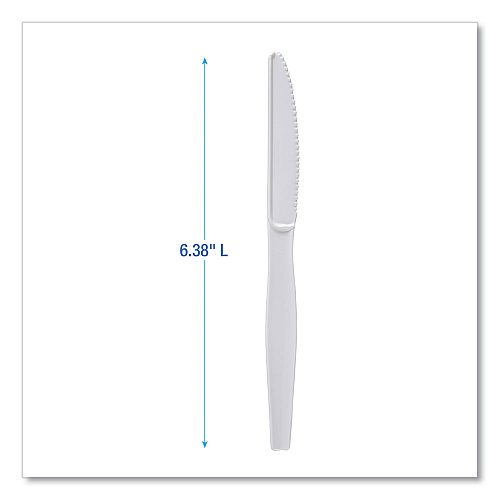 Boardwalk&reg; Full Length Polystyrene Cutlery, Knife, White, 1000/Ctn (BWKKNIFEHW)