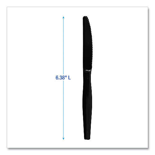 Boardwalk&reg; Full Length Polystyrene Cutlery Knife, Black, 1000/Ctn (BWKKNIFEHWBLA)