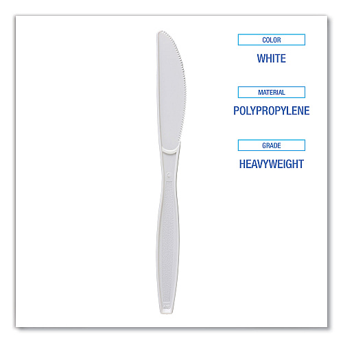 Boardwalk&reg; Heavyweight Plastic Cutlery, Knife, 1000 Knives (BWKKNIFEHWPPWH)