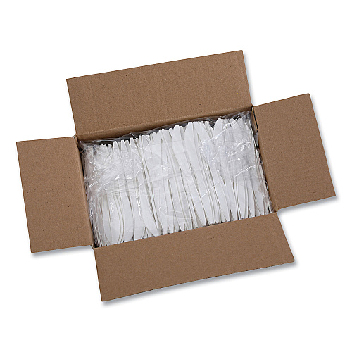 Boardwalk&reg; Heavyweight Plastic Cutlery, Knife, 1000 Knives (BWKKNIFEHWPPWH)