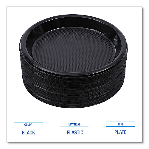 Boardwalk&reg; Hi-Impact Plastic Dinnerware, Plate, 10", 500 Plates (BWKPLHIPS10BL)