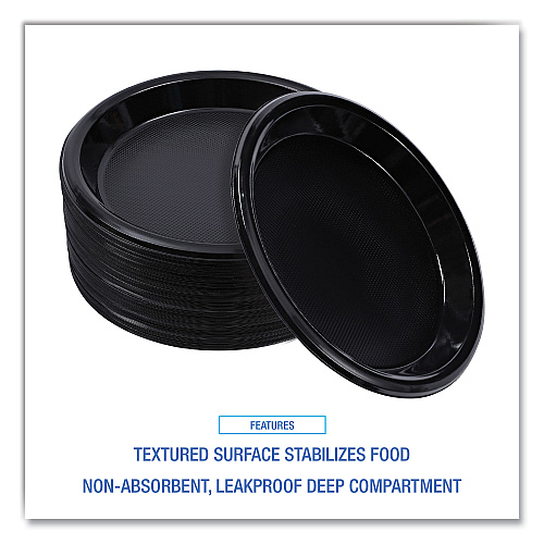 Boardwalk&reg; Hi-Impact Plastic Dinnerware, Plate, 10", 500 Plates (BWKPLHIPS10BL)