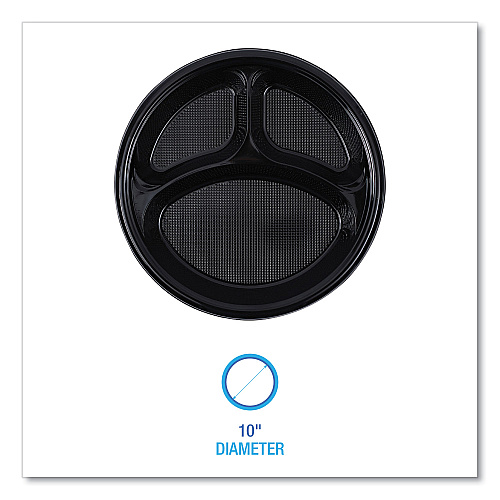 Boardwalk&reg; Hi-Impact Plastic Dinnerware, Plate, Bk, 500 Plates (BWKPLTHIPS10BL3)