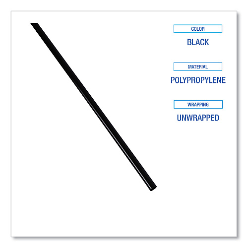 Boardwalk&reg; Unwrapped Cocktail Straws, 8", Black, 5000/Carton (BWKSLSTUBL)