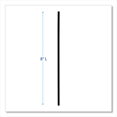 Boardwalk&reg; Unwrapped Cocktail Straws, 8", Black, 5000/Carton (BWKSLSTUBL)
