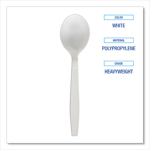 Boardwalk&reg; Heavyweight Plastic Cutlery, Soup Spoon,1000 Pcs (BWKSOUPHWPPWH)