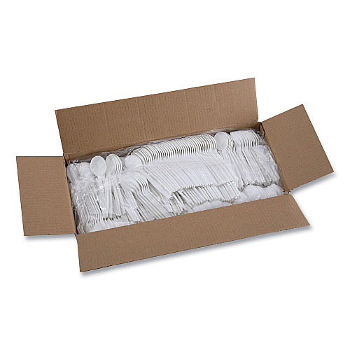Boardwalk&reg; Heavyweight Plastic Cutlery, Soup Spoon,1000 Pcs (BWKSOUPHWPPWH)