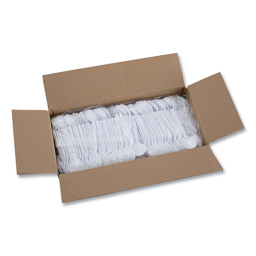 Boardwalk&reg; Plastic Cutlery, Soup Spoon, White, 1000/Carton (BWKSOUPSPOON)