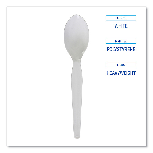 Boardwalk&reg; Full-Length Polystyrene Teaspoons, White, 1000/Carton (BWKSPOONHW)