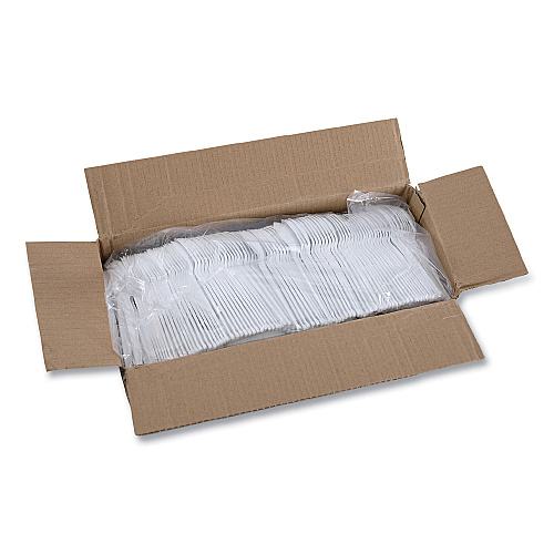 Boardwalk&reg; Full-Length Polystyrene Teaspoons, White, 1000/Carton (BWKSPOONHW)