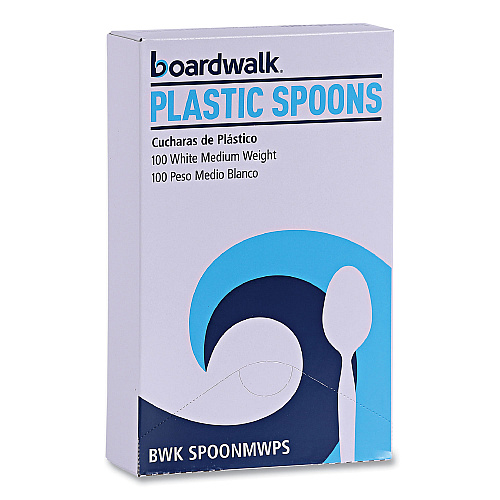 Boardwalk&reg; Polystyrene Cutlery, Teaspoon, 100 Teaspoons (BWKSPOONMWPSBX)