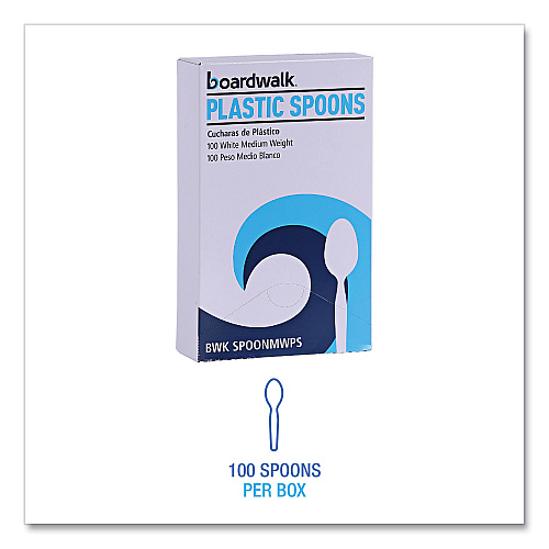 Boardwalk&reg; Polystyrene Cutlery, Teaspoon, 100 Teaspoons (BWKSPOONMWPSBX)