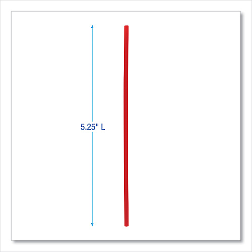 Boardwalk Single-Tube Stir-Straws,5.25", Polypropylene, Red, 1,000/Pack, 10 Packs/Carton (BWKSTRU525R10)