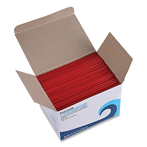 Boardwalk Single-Tube Stir-Straws,5.25", Polypropylene, Red, 1,000/Pack, 10 Packs/Carton (BWKSTRU525R10)