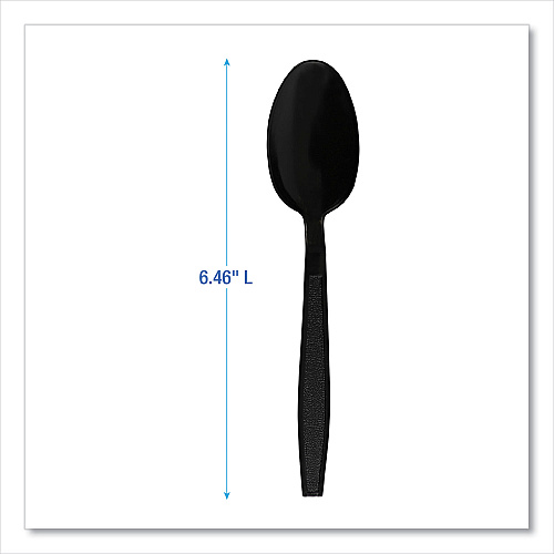 Boardwalk Heavyweight Polypropylene Cutlery, Teaspoon, Black, 1000/Carton (BWKTEAHWPPBLA)