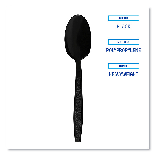 Boardwalk Heavyweight Polypropylene Cutlery, Teaspoon, Black, 1000/Carton (BWKTEAHWPPBLA)