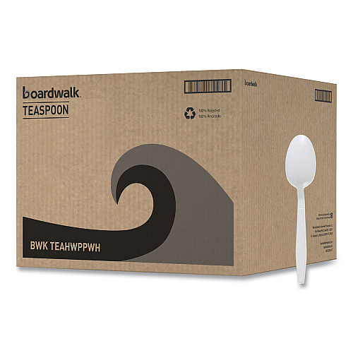 Boardwalk&reg; Heavyweight Plastic Cutlery, Teaspoon, 1000 Pcs. (BWKTEAHWPPWH)