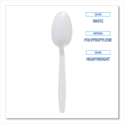 Boardwalk&reg; Heavyweight Plastic Cutlery, Teaspoon, 1000 Pcs. (BWKTEAHWPPWH)