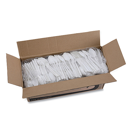 Boardwalk&reg; Heavyweight Plastic Cutlery, Teaspoon, 1000 Pcs. (BWKTEAHWPPWH)
