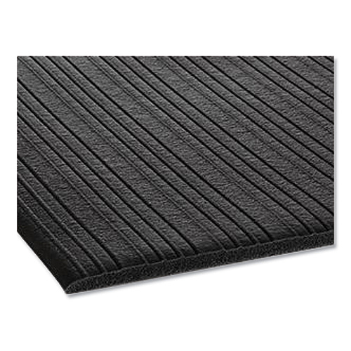 Crown Mats Ribbed Vinyl Anti-Fatigue Mat, Rectangular, Black Ribbed Surface, 36" x 12 ft (FL3612BK)