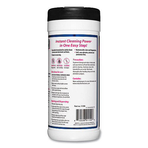 Endust Antistatic Cleaning Wipes, Premoistened, 5 x 7, Clean Scent, White, 70/Canister (11506)