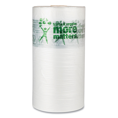 Inteplast Group Produce Bags, Fruits and Veggies - More Matters Labeling, 0.35 mil, 10" x 15", Clear, 1,400 Bags/Roll, 4 Rolls/Carton (PHMORE15NS)
