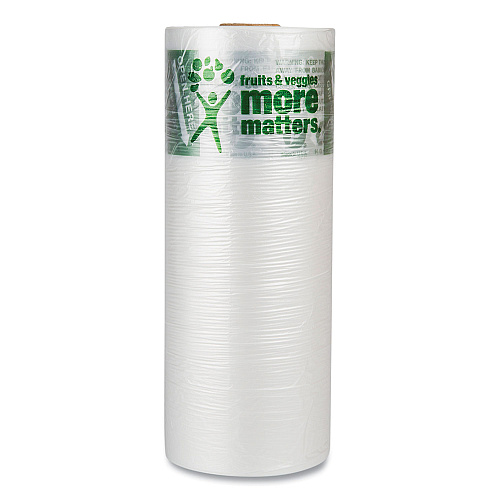 Inteplast Group Produce Bags, Fruits and Veggies - More Matters Labeling, 0.35 mil, 12" x 20", Clear, 875 Bags/Roll, 4 Rolls/Carton (PHMORE20NS)