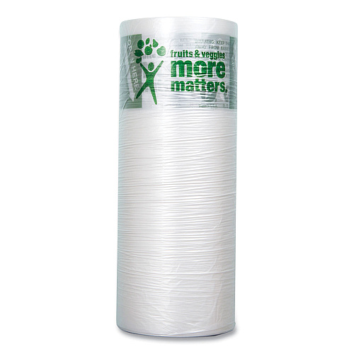 Inteplast Group Produce Bags, Fruits and Veggies - More Matters Labeling, 0.35 mil, 12" x 20", Clear, 875 Bags/Roll, 4 Rolls/Carton (PHMORE20NS)