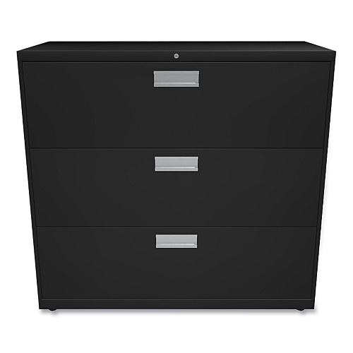 HON Brigade 600 Series Lateral File, 3 Legal/Letter-Size File Drawers, Black, 42" x 18" x 39.13" (693LP)