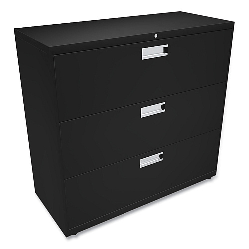 HON Brigade 600 Series Lateral File, 3 Legal/Letter-Size File Drawers, Black, 42" x 18" x 39.13" (693LP)