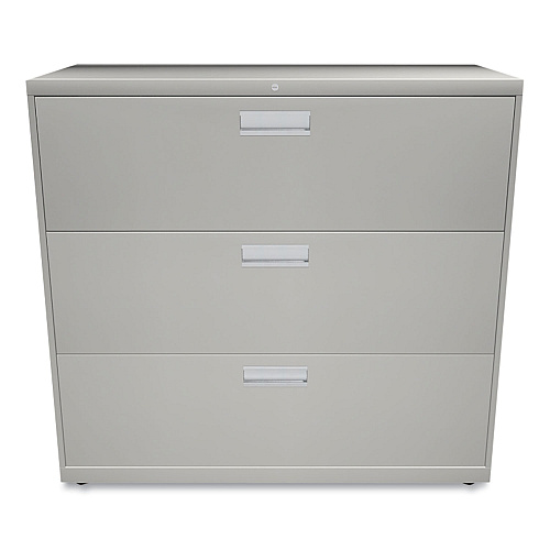 HON Brigade 600 Series Lateral File, 3 Legal/Letter-Size File Drawers, Light Gray, 42" x 18" x 39.13" (693LQ)
