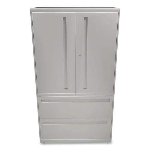 HON Brigade 700 Series Lateral File, Three-Shelf Enclosed Storage, 2 Legal/Letter-Size File Drawers, Gray, 36" x 18" x 64.25" (785LSQ)