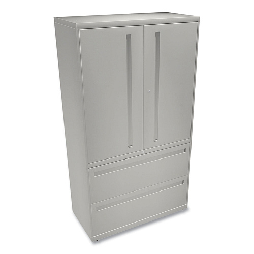 HON Brigade 700 Series Lateral File, Three-Shelf Enclosed Storage, 2 Legal/Letter-Size File Drawers, Gray, 36" x 18" x 64.25" (785LSQ)