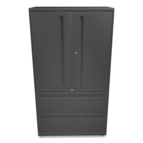 HON Brigade 700 Series Lateral File, Three-Shelf Enclosed Storage, 2 Legal/Letter-Size File Drawers, Charcoal, 36" x 18" x 64.25" (785LSS)