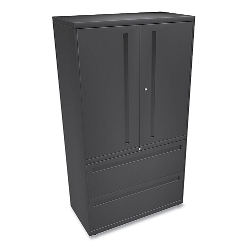 HON Brigade 700 Series Lateral File, Three-Shelf Enclosed Storage, 2 Legal/Letter-Size File Drawers, Charcoal, 36" x 18" x 64.25" (785LSS)