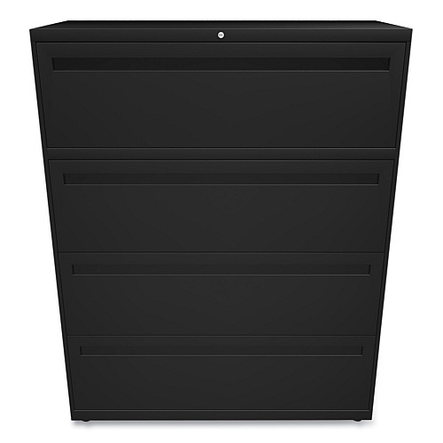 HON Brigade 700 Series Lateral File, 4 Legal/Letter-Size File Drawers, Black, 42" x 18" x 52.5" (794LP)