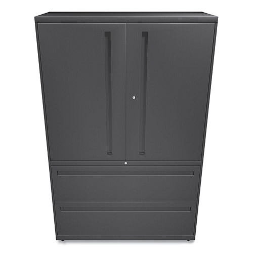 HON Brigade 700 Series Lateral File, Three-Shelf Enclosed Storage, 2 Legal/Letter-Size File Drawers, Charcoal, 42" x 18" x 64.25" (795LSS)