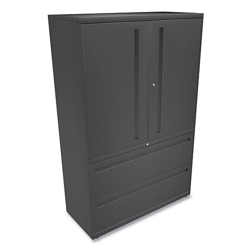 HON Brigade 700 Series Lateral File, Three-Shelf Enclosed Storage, 2 Legal/Letter-Size File Drawers, Charcoal, 42" x 18" x 64.25" (795LSS)