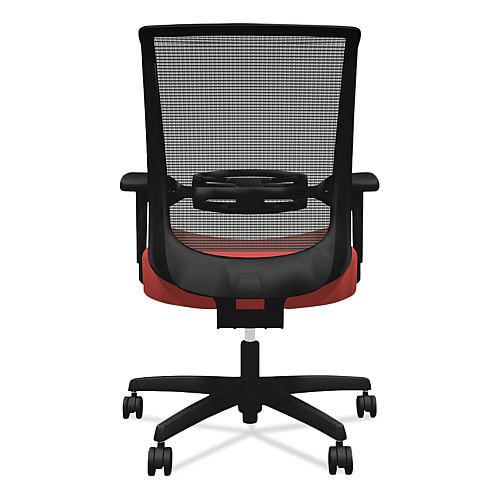 HON Convergence Mid-Back Task Chair, Synchro-Tilt and Seat Glide, Supports Up to 275 lb, Red Seat, Black Back/Base (CMY1ACU67)