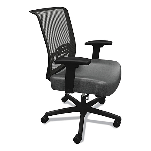 HON Convergence Mid-Back Task Chair, Swivel-Tilt, Supports Up to 275 lb, 16.5" to 21" Seat Height, Iron Ore Seat, Black Back/Base (CMZ1ACU19)