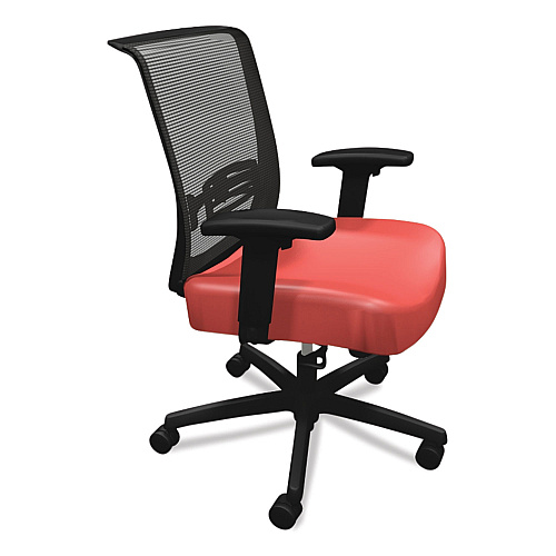 HON Convergence Mid-Back Task Chair, Swivel-Tilt, Supports Up to 275 lb, 16.5" to 21" Seat Height, Red Seat, Black Back/Base (CMZ1ACU67)