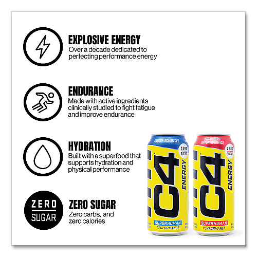 C4 Energy Drink Variety Pack, Assorted Flavors, 16 oz Can, 18/Carton (22002047)