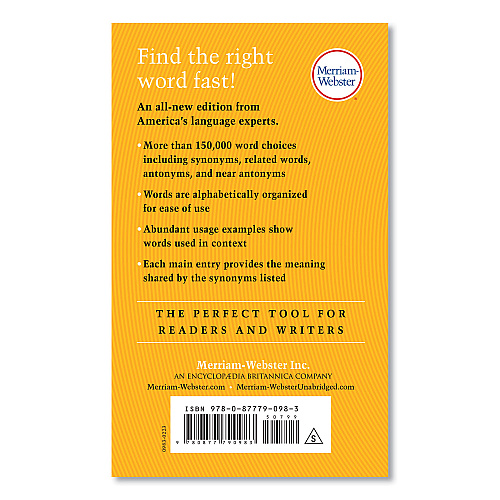Merriam Webster Thesaurus, Paperback, 832 Pages (0983)