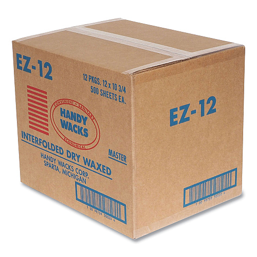 Handy Wacks Interfolded Dry Waxed Paper Deli Sheets, 10.75 x 12, 500 Box, 12 Boxes/Carton (EZ12)