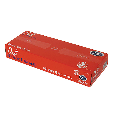 Handy Wacks Interfolded Food Wrap Deli Sheets, 10.75 x 15, 500 Box, 12 Boxes/Carton (FW15)
