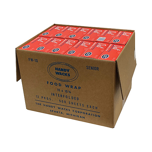 Handy Wacks Interfolded Food Wrap Deli Sheets, 10.75 x 10, 500 Box, 12 Boxes/Carton (FW10)