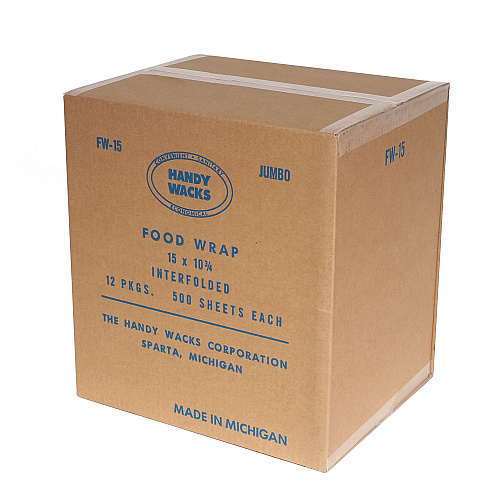 Handy Wacks Interfolded Food Wrap Deli Sheets, 10.75 x 15, 500 Box, 12 Boxes/Carton (FW15)