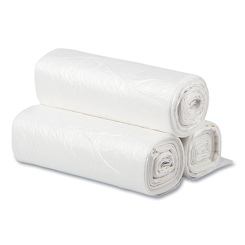 Inteplast Group High-Density Commercial Can Liners, 10 gal, 6 mic, 24" x 24", Natural, Perforated Roll, 50 Bags/Roll, 20 Rolls/Carton (EC242406N)