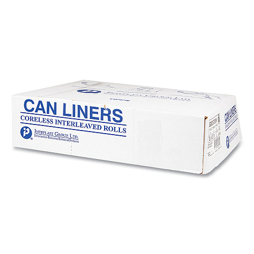 Inteplast Group High-Density Commercial Can Liners, 16 gal, 6 mic, 24" x 33", Natural, Interleaved Roll, 50 Bags/Roll, 20 Rolls/Carton (S243306N)